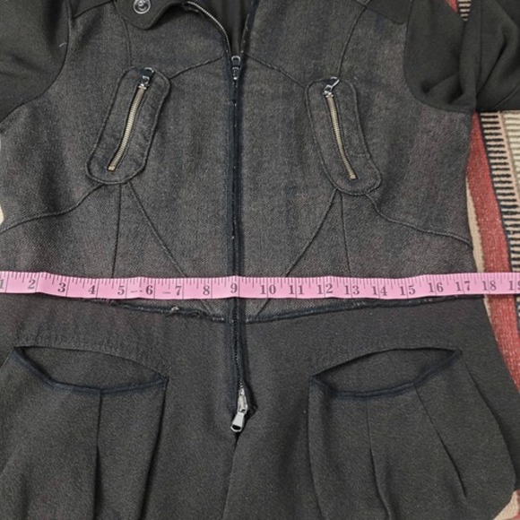 Transit Par Such Wool Blend Full Zip Jacket Sz 4 or L? Black Gray Casual Artsy - Picture 6 of 7